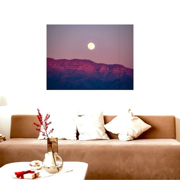 8x10 Print on 16x20 White Board- Moon Rise Sunset Mountains Ojai California - Picture 1 of 4